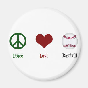 Peace Love Baseball Magnet