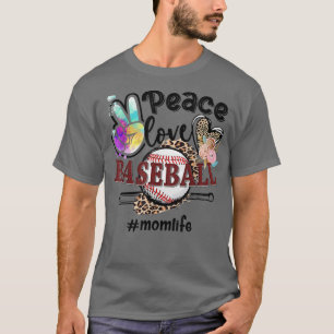 Peace Love Baseball Mom Life Mom Grandma Leopard T-Shirt