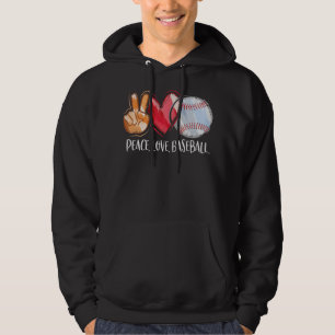 Peace Love Baseball Player Women Baseball Fan Base Hoodie
