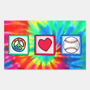 Peace, Love, Baseball Rectangular Sticker