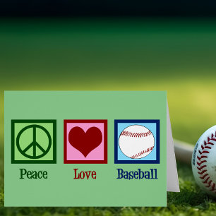 Peace Love Baseball Team Green Christmas Card