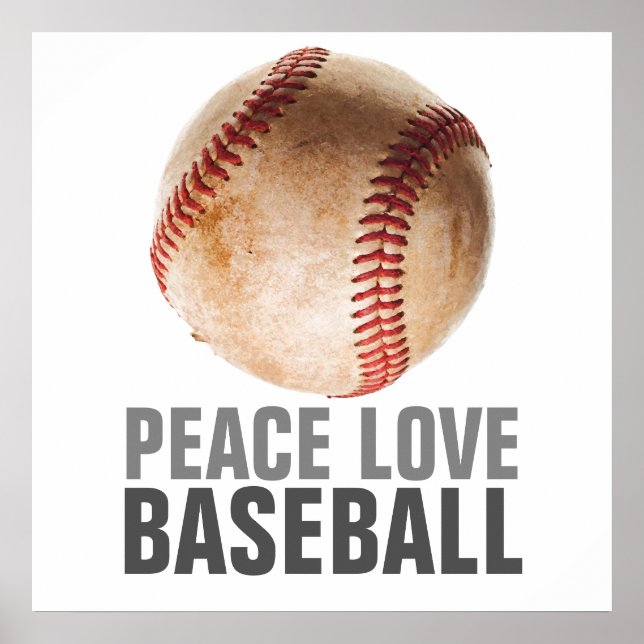 Peace Love Baseball Unique Motivational Artwork Poster (Front)