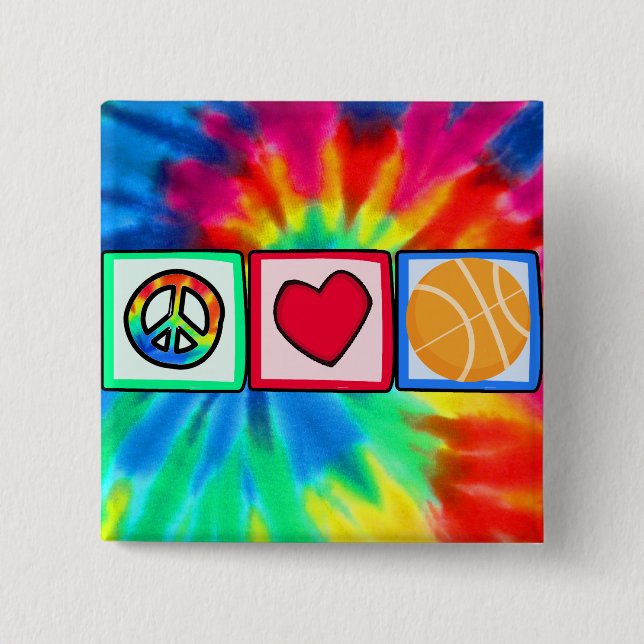 Peace, Love, Basketball 15 Cm Square Badge (Front)
