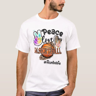 Peace Love Basketball Auntie Life Mum Grandma Leop T-Shirt