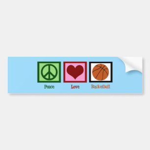 Peace Love Basketball Blue Bumper Sticker
