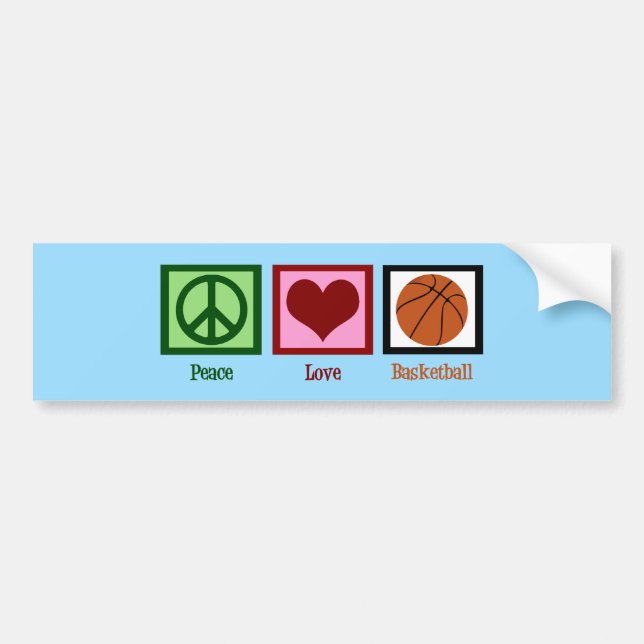 Peace Love Basketball Blue Bumper Sticker (Front)
