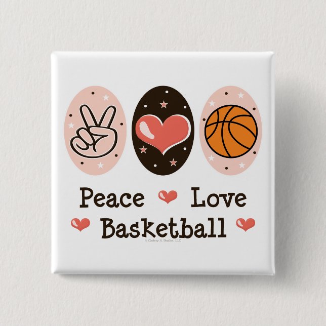 Peace Love Basketball Button (Front)