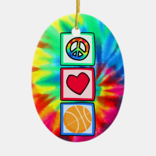 Peace, Love, Basketball Ceramic Tree Decoration