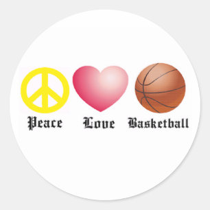 Peace, Love, Basketball Classic Round Sticker