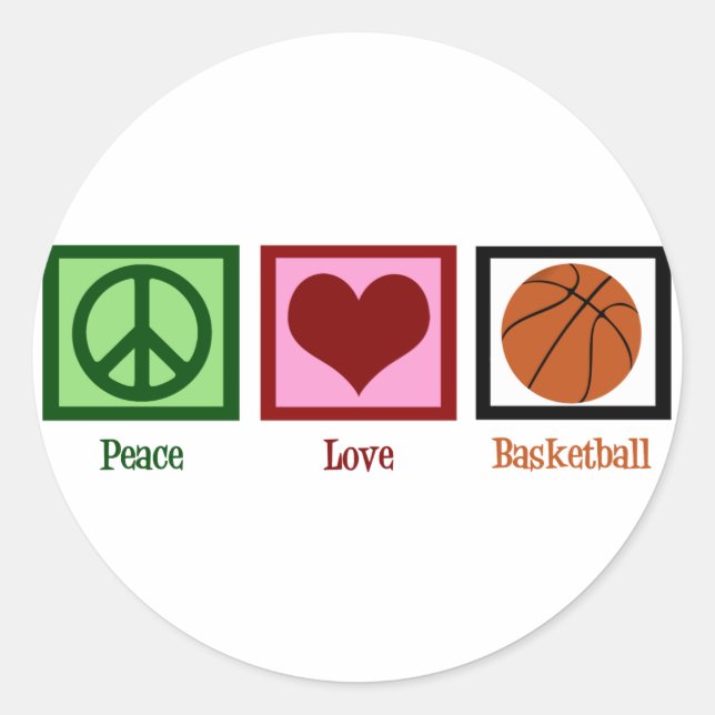 Peace Love Basketball Classic Round Sticker (Front)