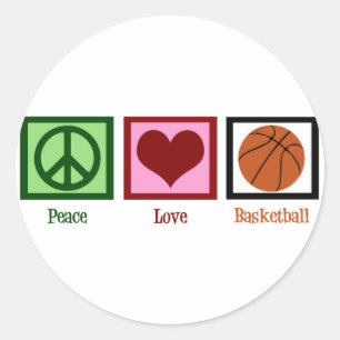 Peace Love Basketball Classic Round Sticker
