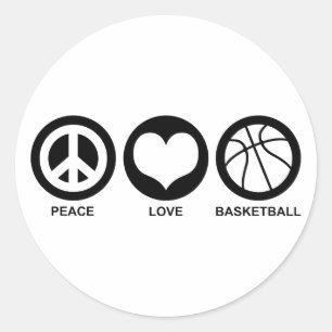 Peace Love Basketball Classic Round Sticker