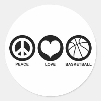 Peace Love Basketball Classic Round Sticker