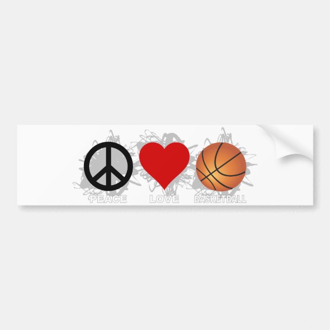 Peace Love Basketball Emblem Bumper Sticker (Front)