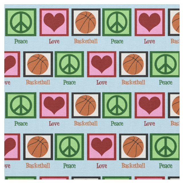 Peace Love Basketball Fabric (Close Up)