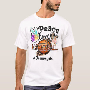 Peace Love Basketball Grammy Life Mom Grandma Leop T-Shirt