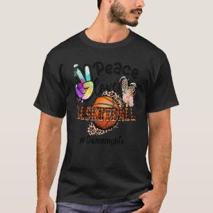 Peace Love Basketball Grammy Life Mum Grandma Leop T-Shirt