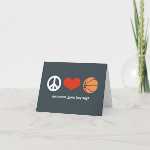 Peace, Love, Basketball Grey Thank You Card