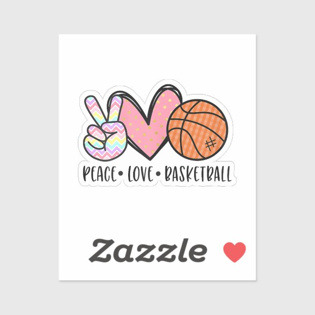 Peace Love Basketball Heart for Women Teens Tween  (Sheet)