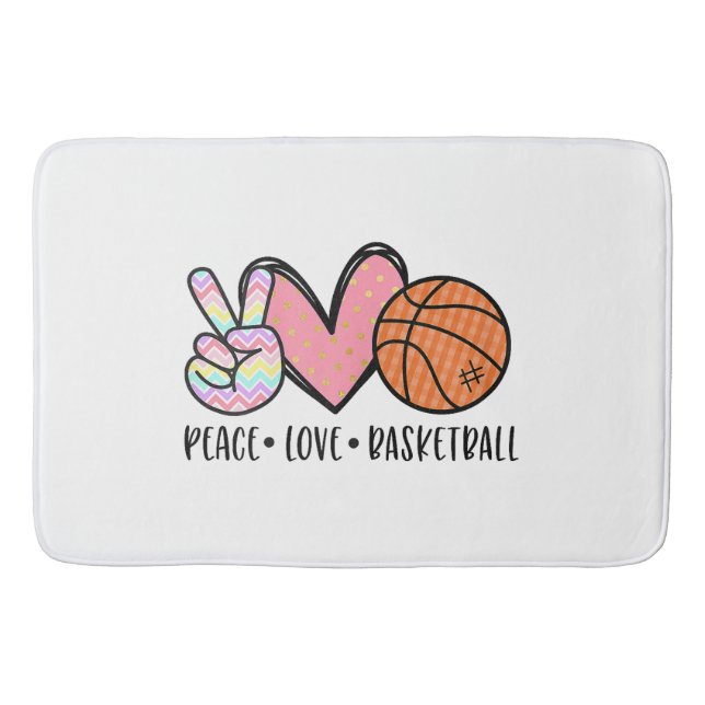 Peace Love Basketball Heart for Women Teens Tween  Bath Mat (Front)