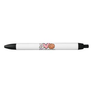 Peace Love Basketball Heart for Women Teens Tween  Black Ink Pen