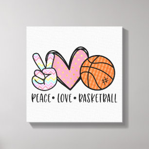 Peace Love Basketball Heart for Women Teens Tween  Canvas Print