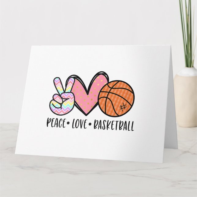 Peace Love Basketball Heart for Women Teens Tween  Card (Front)