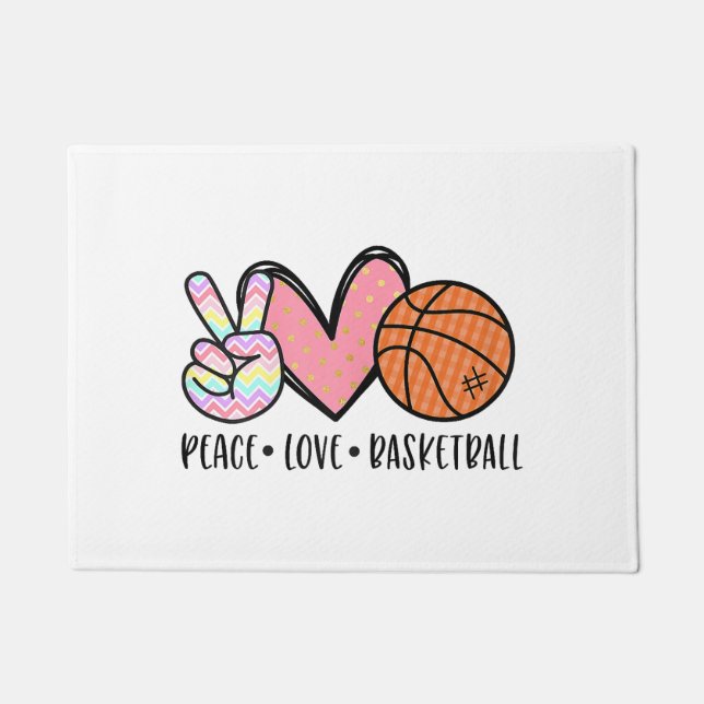 Peace Love Basketball Heart for Women Teens Tween  Doormat (Front)