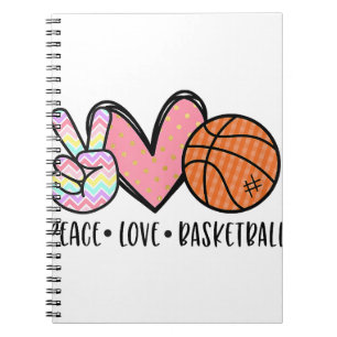 Peace Love Basketball Heart for Women Teens Tween  Notebook
