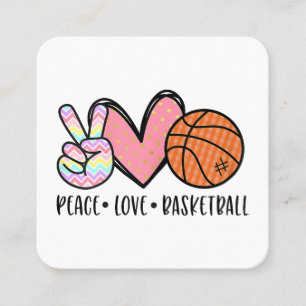 Peace Love Basketball Heart for Women Teens Tween  Square Business Card