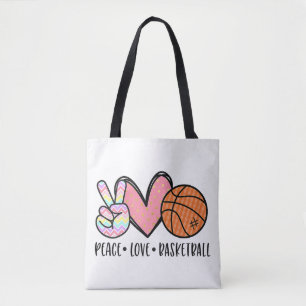Peace Love Basketball Heart for Women Teens Tween  Tote Bag