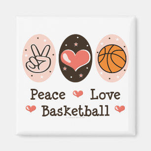 Peace Love Basketball Magnet