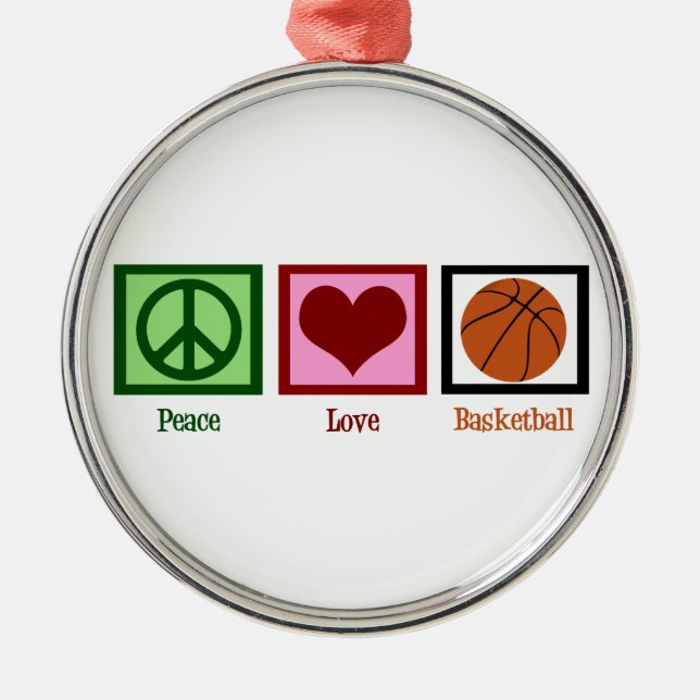 Peace Love Basketball Metal Tree Decoration (Front)