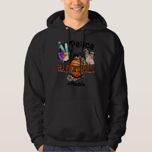 Peace Love Basketball Mimi Life Mum Grandma Leopar Hoodie