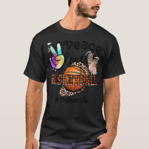 Peace Love Basketball Mother Life Mum Grandma Leop T-Shirt
