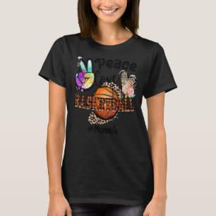 Peace Love Basketball Mum Life Mum Grandma Leopard T-Shirt