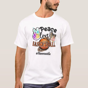 Peace Love Basketball Nannie Life Mum Grandma Leop T-Shirt