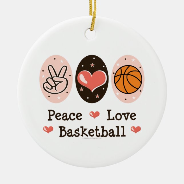 Peace Love Basketball Ornament (Front)