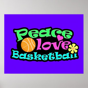Peace, Love, Basketball; Retro Poster
