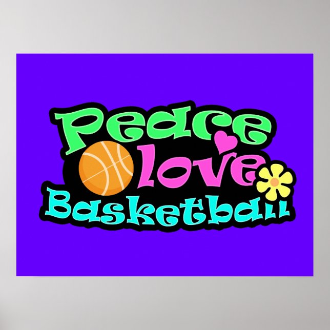 Peace, Love, Basketball; Retro Poster (Front)
