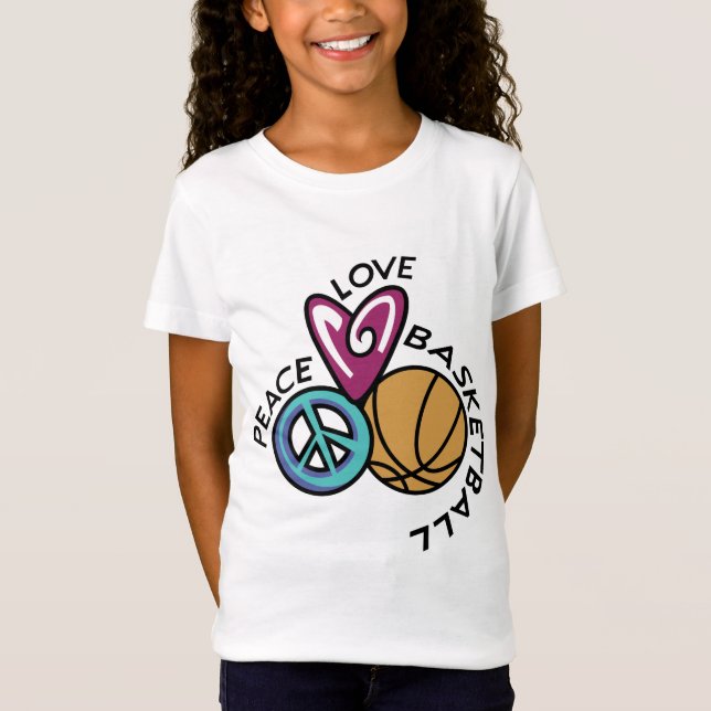 Peace Love Basketball T-Shirt (Front)