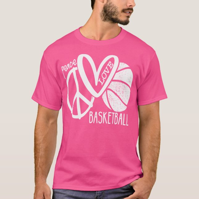 Peace Love Basketball Vector T-Shirt (Front)