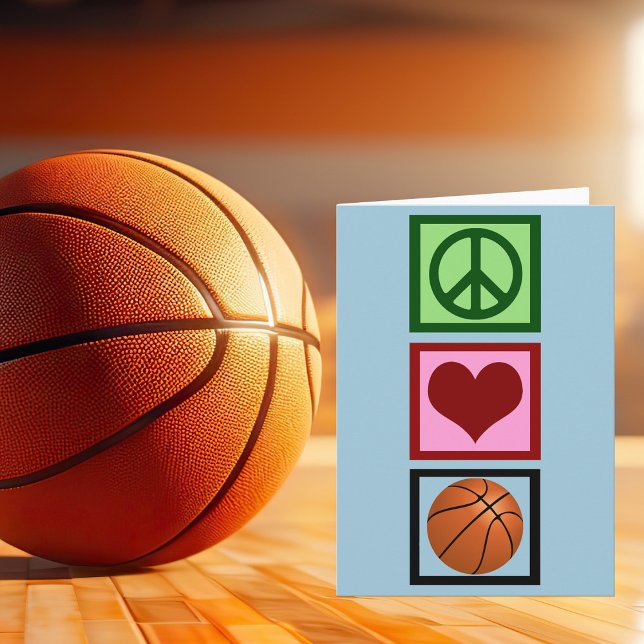 Peace Love Basketball Vertical Holiday Card (Creator Uploaded)