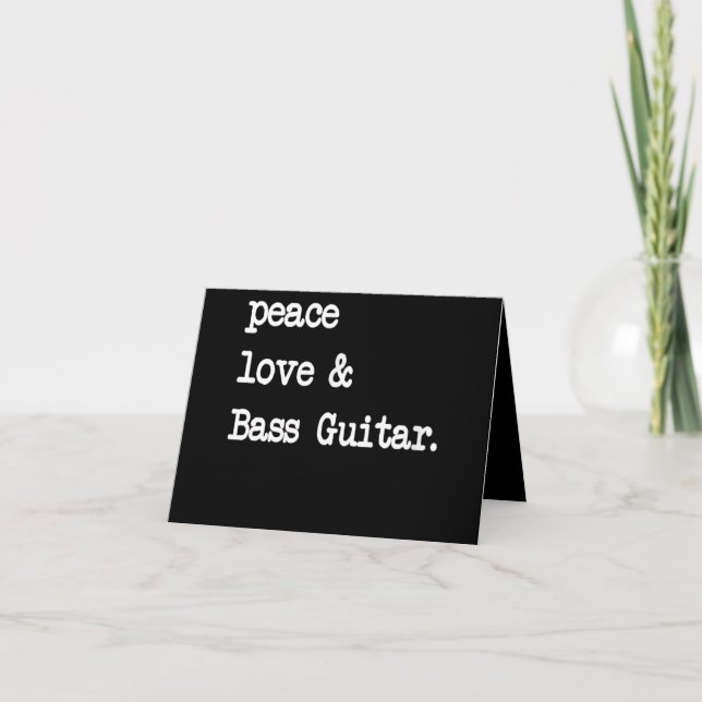 Peace Love & Bass Guitar Musician Guitaris Thank You Card (Front)