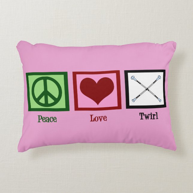 Peace Love Baton Twirl Decorative Cushion (Front)