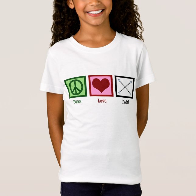 Peace Love Baton Twirler Kids T-Shirt (Front)
