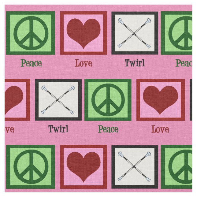 Peace Love Baton Twirling Fabric (Close Up)