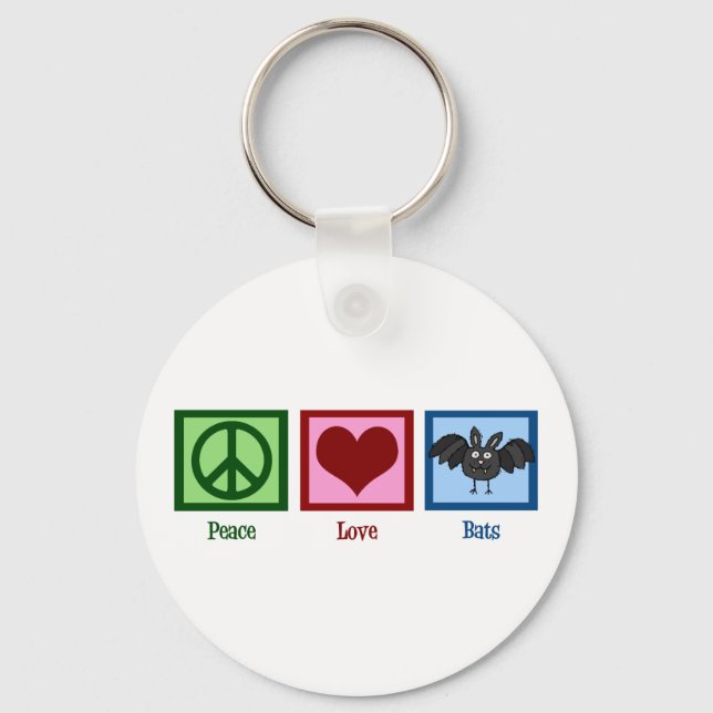 Peace Love Bats Key Ring (Front)