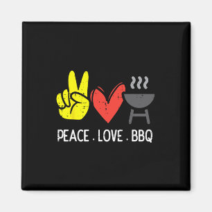 Peace Love Bbq Retro Byrbecue Meat Grilling Men Wo Magnet