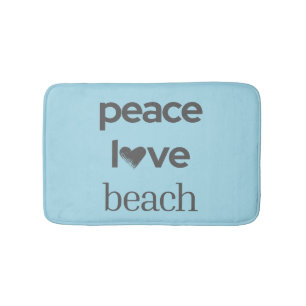 Peace Love Beach Blue Coastal Life Bathroom Decor Bath Mat